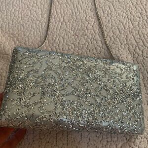 Elegant Silver Glitter Clutch Bag